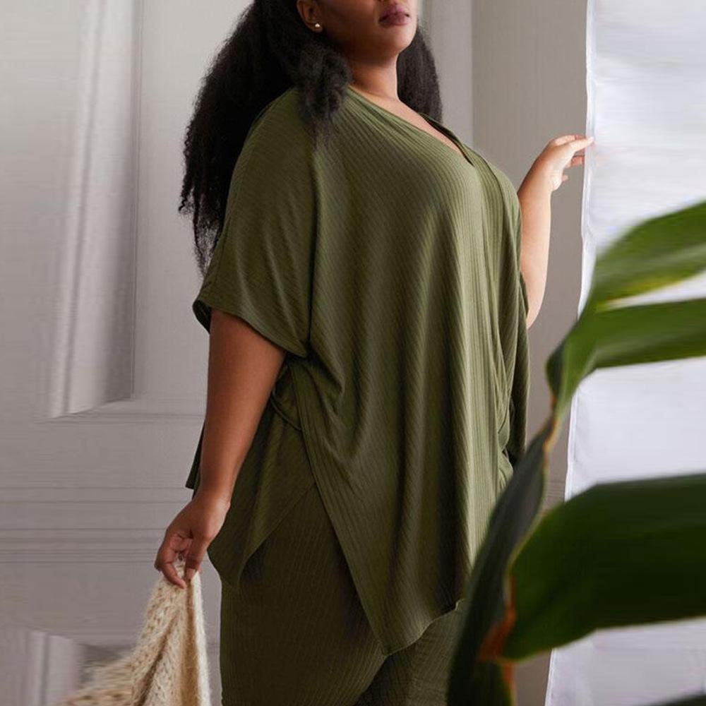 🏷️ 4/$25 Women Round Neck Short Sleeve Irregular Hem Twist Knot Waffle Knit Top